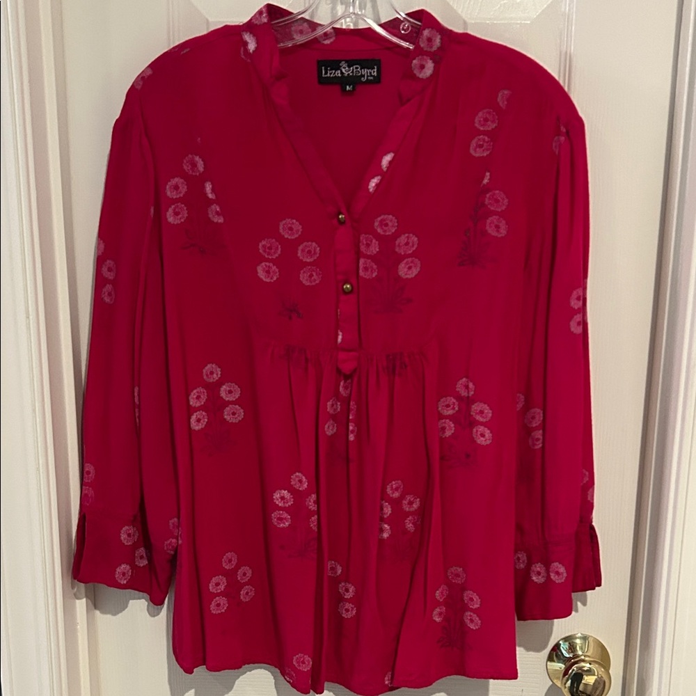 ⚜️ Liza Byrd Pink Floral Blouse